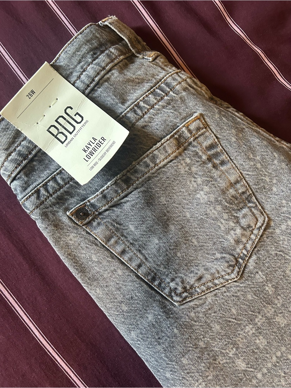 BDG Kayla Lowrider Grey Acid-Wash Jeans
